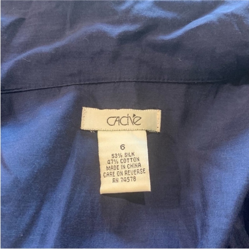 Cache Ombre Blue  cotton silk Jacket size 6 - Picture 6 of 6